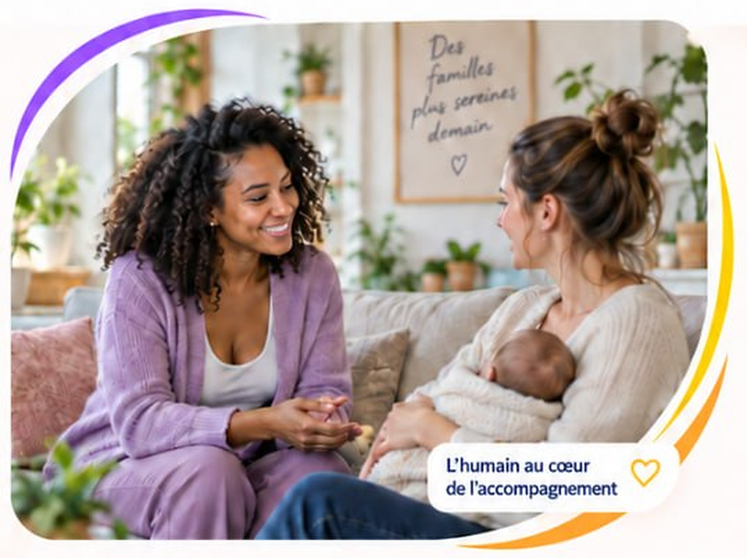 Une mère et son bébé. Accompagner avec cœur et conscience. Un métier qui fait du bien.